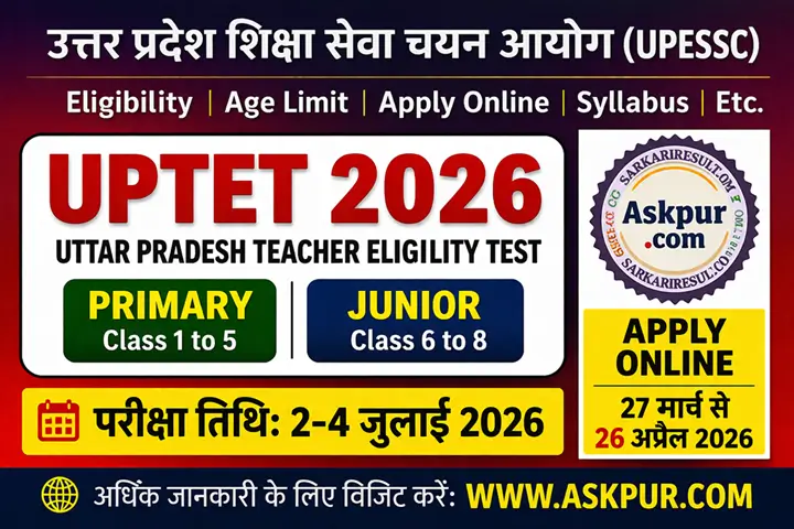 UPTET 2026 Syllabus Apply Date, Eligibility, Exam Schedule